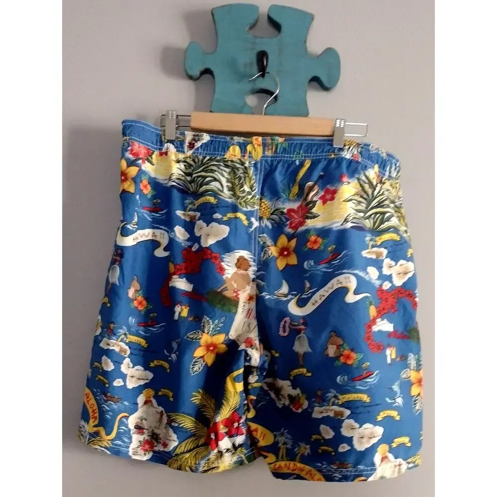Tommy Hilfiger Men's Hawaiian Theme Swim Trunks Mesh Size XL beachy travelwear